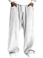 Détail du pantalon décontracté en velours côtelé blanc pour homme, coupe droite et large - S / Bas / Blanc