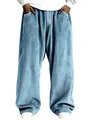 Vue de face du pantalon vintage en velours côtelé bleu à jambes larges pour homme - Bleu ciel