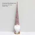 Christmas gnome wine bottle cover with long grey heart-patterned knitted hat decor - Gray with Red Dots (SYFA34)