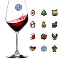 Christmas wine glass markers set with festive PVC suction cup designs - Magnet Style Set / Set of 12