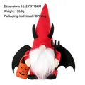 Gnomo de Halloween estilo diablo con alas de murciélago, horca y bolsa de calabaza - Estilo Murciélago Diablo / Rojo