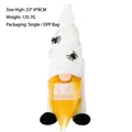 Gnomo de Halloween momia de peluche con arañas y barba amarilla, figura de 23 cm - Estilo Momia Araña / Blanco
