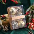 Set of 6 gold and white Christmas baubles in transparent luxury gift box packaging - Gold / 6 Pieces Pack / Gold Ball Gift Box