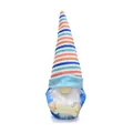Pet-themed plush gnome with colorful striped hat holding a bone, home decoration ornament. - Bone Style (BH235168)