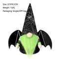 Gnomo de Halloween de peluche con barba verde y alas de murciélago, adorno de fiesta - Estilo de Murciélago Telaraña / Negro