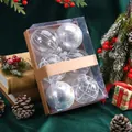 Elegant set of 6 decorative white and transparent Christmas ornaments in a kraft gift box - White Series / 6 Pieces Pack / White Ball Gift Box