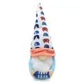 Detailed view of a plush faceless gnome doll featuring cat print hat and fish bone decoration - Fish Bone Style (BH235168)