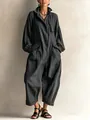 Combinaison utilitaire gris anthracite oversize avec manches lanternes et jambes larges - S / Ensemble / Noir