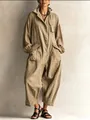 Combinaison cargo kaki à manches bouffantes et jambes larges, vue détaillée du design - S / Ensemble / Kaki