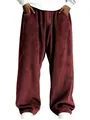 Détail du pantalon décontracté en velours côtelé bordeaux pour hommes. - Bordeaux