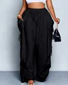Stylish loose black linen harem pants with drawstring waist for women plus size casual wear - S / Bottoms / Black