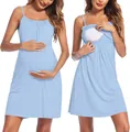 Robe de maternité bleu clair élégante avec accès facile pour l'allaitement en été - XS / Robes / Bleu clair