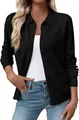 Classic black long-sleeved knit cardigan with turn-down collar for women's autumn style - Black