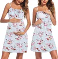 Robe de maternité florale avec fonction allaitement et bretelles réglables pratiques. - Arc-en-ciel
