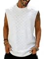 Détail du tissu jacquard à damier blanc sur un débardeur sans manches pour hommes - Blanc