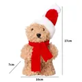Adorable plush Christmas teddy bear ornament wearing red Santa hat and scarf decoration - Standing Posture