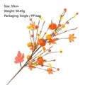 Artificial autumn pumpkin and maple leaf stem for Halloween home decor - 50cm / Orange