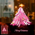 Festive pink Christmas tree static cling window decal for holiday home decoration - Christmas Window Sticker 102 (66x47cm)