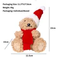 Handmade cute plush Christmas bear ornament with red Santa hat and scarf for tree - Sitting Posture