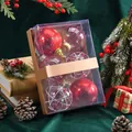 Set of 6 festive red and clear Christmas tree ornaments in gift box for holiday decor - Red Series / 6 Pieces Pack / Red Ball Gift Box
