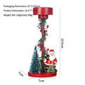 Portavelas de madera navideño de estilo europeo con Papá Noel y mini arbolito - Papá Noel