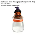 Halloween candy jar featuring a cute resin black cat and pumpkin topper for decor - 5.6x5.6x12cm