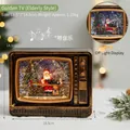 Retro TV Christmas snow globe water lantern with Santa and music in gold finish - Santa Claus / Gold