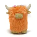 Adorable orange long-haired Scottish highland cow plush toy with flower crown decoration - Orange