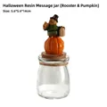Adorable Halloween glass candy jar with handcrafted resin chicken on pumpkin lid - 5.6x5.6x14cm