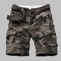 Pantalones cortos cargo de camuflaje para hombre con bolsillos y cinturón tejido - Gris Camuflaje