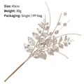 Tige de feuilles et baies de Noël artificielles dorées à paillettes de 45 cm pour sapin - Champagne