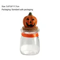 Decorative Halloween pumpkin resin lid glass jar for candy storage and party favors - 5.6x5.6x11.7cm