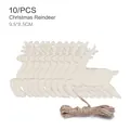 Set de 10 adornos de renos de madera para Navidad con cordel de yute natural - Reno de Navidad azul / 10 Piezas
