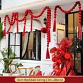 3m Festive Red Velvet Ball Garland Decoration with 28 Balls for Lunar New Year Decor - 6cm Red Ball String (28 Pieces/Pack) / Red