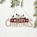 Handgefertigtes Weihnachts-Hängeschild aus Holz mit Schneemann-Motiv und Schrift - Kleiner Schneemann Englisch Anhänger (HF19C014)