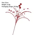 Branche de baies pailletées rouges de 52cm pour bouquet de Noël bricolage et décoration - 52cm / Rouge