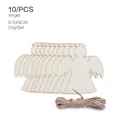 Set of 10 Wooden Angel Christmas Ornaments with Natural Jute Twine for Home Decor - Angel / 10 Pieces