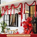 Festive 6cm red velvet ball garland decoration for Lunar New Year, 6m length with 58 balls - 6cm Red Ball String (58 Pieces/Pack) / Red