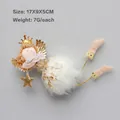 Cute Christmas plush angel doll ornament with gold wings and feathers for tree decoration - 17x9x5cm / Gold