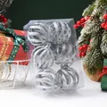 Pack of 6 silver glitter Christmas ball ornaments for festive holiday tree decoration - 6 Pieces/Pack / Silver
