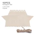 Set of 10 star shaped unfinished wooden Christmas ornaments with twine for DIY crafts - Pentagram / 10 Pieces