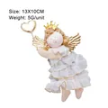 Decorative plush flying Christmas angel doll ornament with golden heart crown and wings - Holding Heart Style