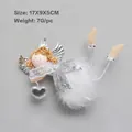 Cute handcrafted plush angel Christmas tree ornament in white and silver, 17x9x5cm - 17x9x5cm / Silver White