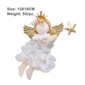 Handmade plush flying angel Christmas tree ornament with golden wings and crown - Holding Star Style