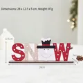 Festliche hölzerne SCHNEE Tischdekoration mit Schneemann-Design für Weihnachten, 28cm - SNOW Schneemann Englisch Deko (HG18-503)