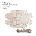Set of 10 wooden snowflake Christmas tree hanging ornaments with jute twine, 7.8x7.8cm - Snowflake Piece / 10 Pieces