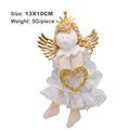 Decorative plush Christmas angel doll ornament featuring golden wings and glitter heart - Cradling Heart Style