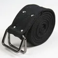Classic black canvas belt featuring a durable double D-ring metal buckle for casual wear - Black / 100-135CM