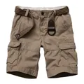 Pantalones cortos cargo clásicos caqui para hombre con bolsillos y cinturón tela - Caqui