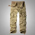 Rugged khaki multi-pocket outdoor cargo pants for men with matching brown belt. - 30/M / Bottoms / Khaki (3357)